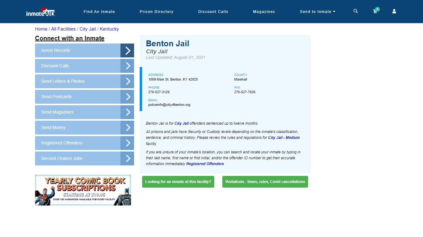 Benton Jail | Inmate Locator